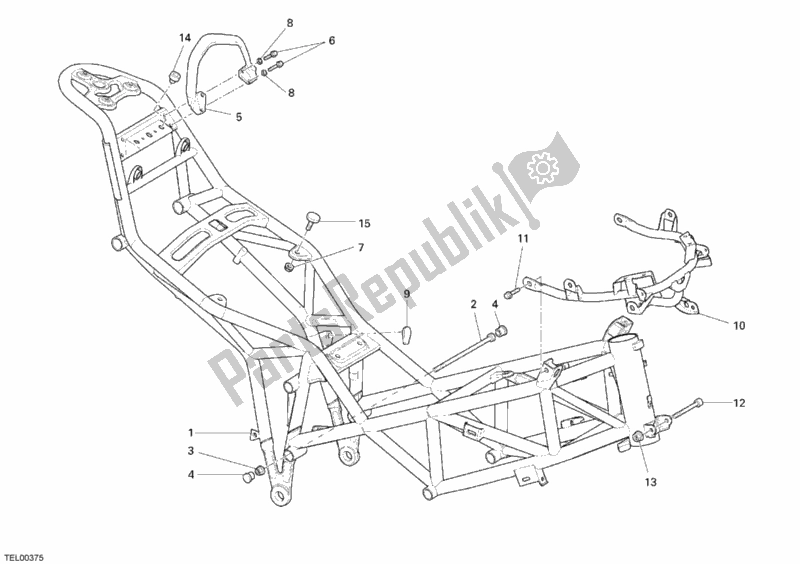 All parts for the Frame of the Ducati Multistrada 1100 USA 2008